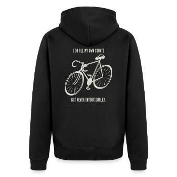 Fahrrad Biker Rad Rennrad Mountainbike Geschenk - Unisex Premium Bio Zip Hoodie - Schwarz - Hinten - Nico (187cm)