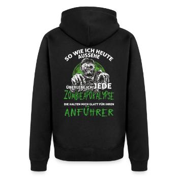 Zombie Apokalypse Mann - Unisex Premium Bio Zip Hoodie - Schwarz - Hinten - Nico (187cm)