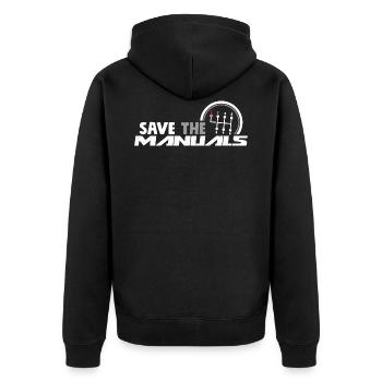 Save The Manuals - Funny Three Pedals Car Guy - Unisex Premium Organic Zip Hoodie - black - Back - Nico (187cm)