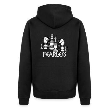 Fearless Chess Schach Geschenk Chess Gift Idea - Unisex Premium Bio Zip Hoodie - Schwarz - Hinten - Nico (187cm)