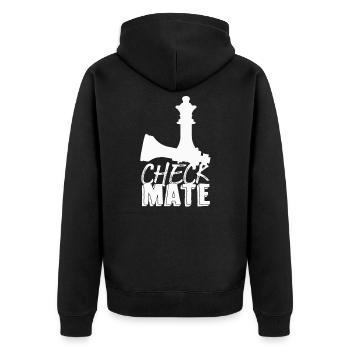 Checkmate Chess Schachgeschenk Chess Gift - Unisex Premium Bio Zip Hoodie - Schwarz - Hinten - Nico (187cm)