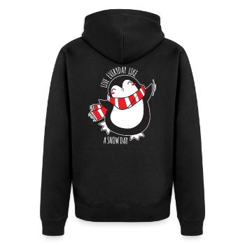 Happy Holla Days Lustiger Weihnachtsman Geschenk - Unisex Premium Bio Zip Hoodie - Schwarz - Hinten - Nico (187cm)