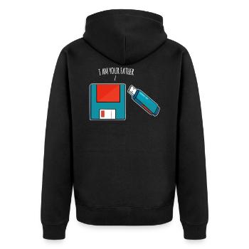 I Am Your Father USB Stick Diskette Old Computer - Unisex Premium Bio Zip Hoodie - Schwarz - Hinten - Nico (187cm)