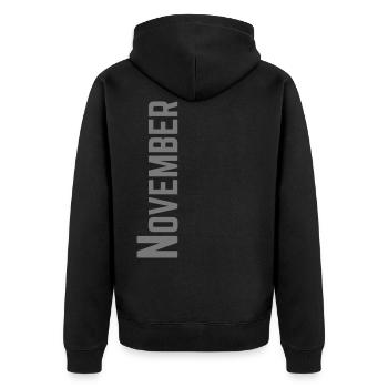 November month as text | Color customizable - Unisex Premium Organic Zip Hoodie - black - Back - Nico (187cm)