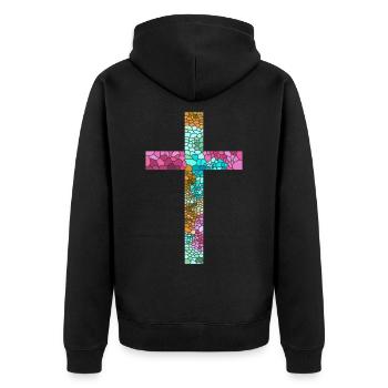 Croix Jésus Dieu religion Église Pape Vatican - Veste à capuche bio Premium Unisexe - noir - Dos - Nico (187cm)