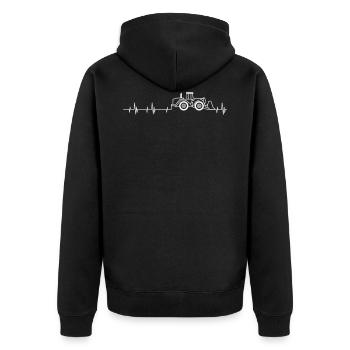 Radlader mit Herzschlag kombiniert. - Unisex Premium Bio Zip Hoodie - Schwarz - Hinten - Nico (187cm)