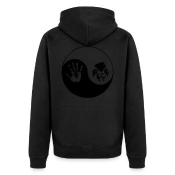 vegan - Unisex Premium Bio Zip Hoodie - Schwarz - Hinten - Nico (187cm)
