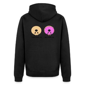 Donut Make-up lustiger Frauen Spruch - Unisex Premium Bio Zip Hoodie - Schwarz - Hinten - Nico (187cm)