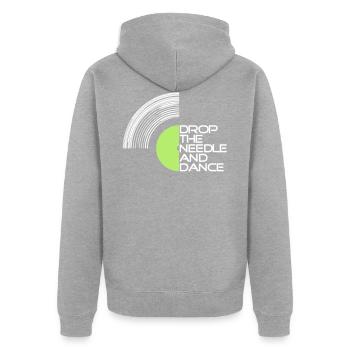 Vinyle - Veste à capuche bio Premium Unisexe - gris chiné - Dos - Nico (187cm)