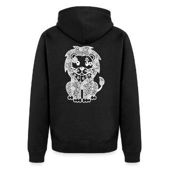 Lion - Unisex Premium Organic Zip Hoodie - black - Back - Nico (187cm)
