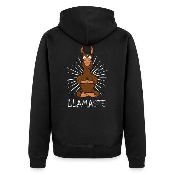 Lama Meditation - Unisex Premium Bio Zip Hoodie - Schwarz - Hinten - Nico (187cm)
