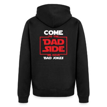 Come to the DAD side I Papa Father's Day Gift - Unisex Premium Organic Zip Hoodie - black - Back - Nico (187cm)