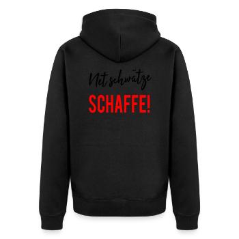 Net Schwätze Schaffe Badisch Dialekt Lustig Spruch - Unisex Premium Bio Zip Hoodie - Schwarz - Hinten - Nico (187cm)