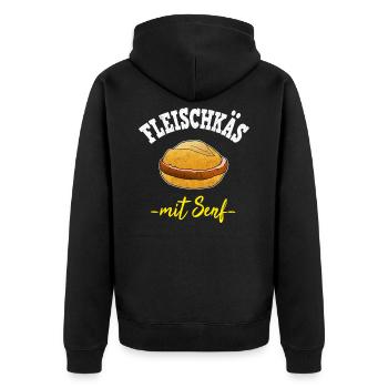 Fleischkäse Senf Badisch Lustig Baden Fleischkäs - Unisex Premium Bio Zip Hoodie - Schwarz - Hinten - Nico (187cm)