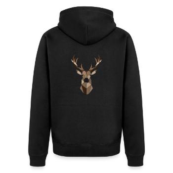 Geometrischer Hirsch Tier Geschenk - Unisex Premium Bio Zip Hoodie - Schwarz - Hinten - Nico (187cm)
