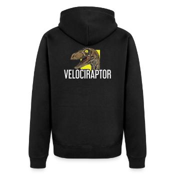 Velociraptor dinosaur kids gift - Unisex Premium Organic Zip Hoodie - black - Back - Nico (187cm)