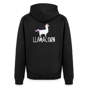 Llamacorn Drama Lama expensive trends say gift - Unisex Premium Organic Zip Hoodie - black - Back - Nico (187cm)