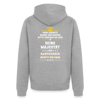 craftsman - Unisex Premium Organic Zip Hoodie - heather grey - Back - Nico (187cm)