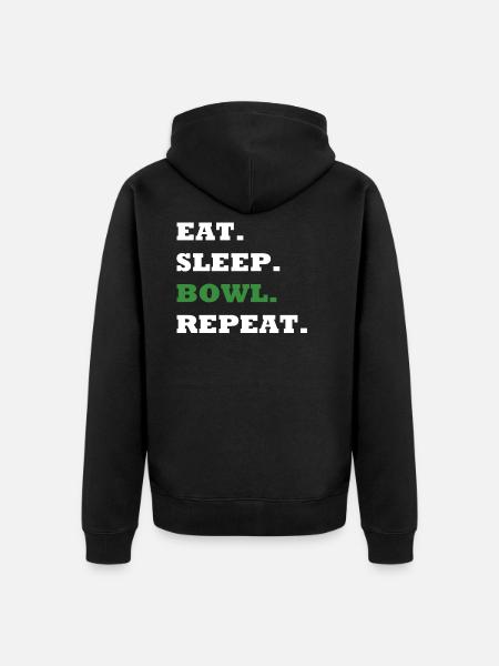 EAT. SLEEP. BOWL. REPEAT. - Unisex Premium Bio Zip Hoodie - Schwarz