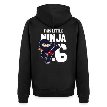 This Little Ninja Is 6 Birthday Birthday Six - Unisex Premium Organic Zip Hoodie - black - Back - Nico (187cm)