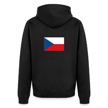 Tschechien Flagge Fahne tschechisch Prag Bier EU - Unisex Premium Bio Zip Hoodie - Schwarz - Hinten - Nico (187cm)