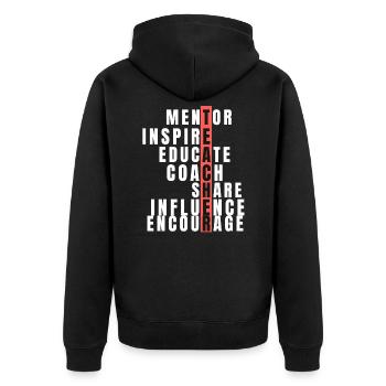 Teacher - Unisex Premium Bio Zip Hoodie - Schwarz - Hinten - Nico (187cm)