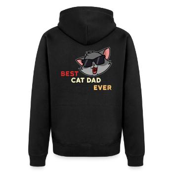Best Cat Dad Ever - Unisex Premium Organic Zip Hoodie - black - Back - Nico (187cm)