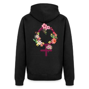 Vénus symbole fleurs - Veste à capuche bio Premium Unisexe - noir - Dos - Nico (187cm)