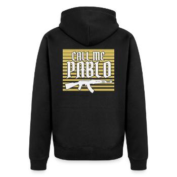 Pablo Escobar "Call me Pablo" - Unisex Premium Organic Zip Hoodie - black - Back - Nico (187cm)