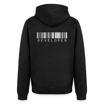 Programmer - Unisex Premium Organic Zip Hoodie - black - Back - Nico (187cm)