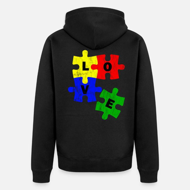 J’aime le puzzle - Veste à capuche bio Premium Unisexe - noir