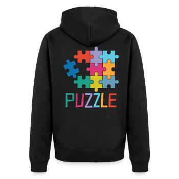 Puzzle motif - Veste à capuche bio Premium Unisexe - noir - Dos - Nico (187cm)