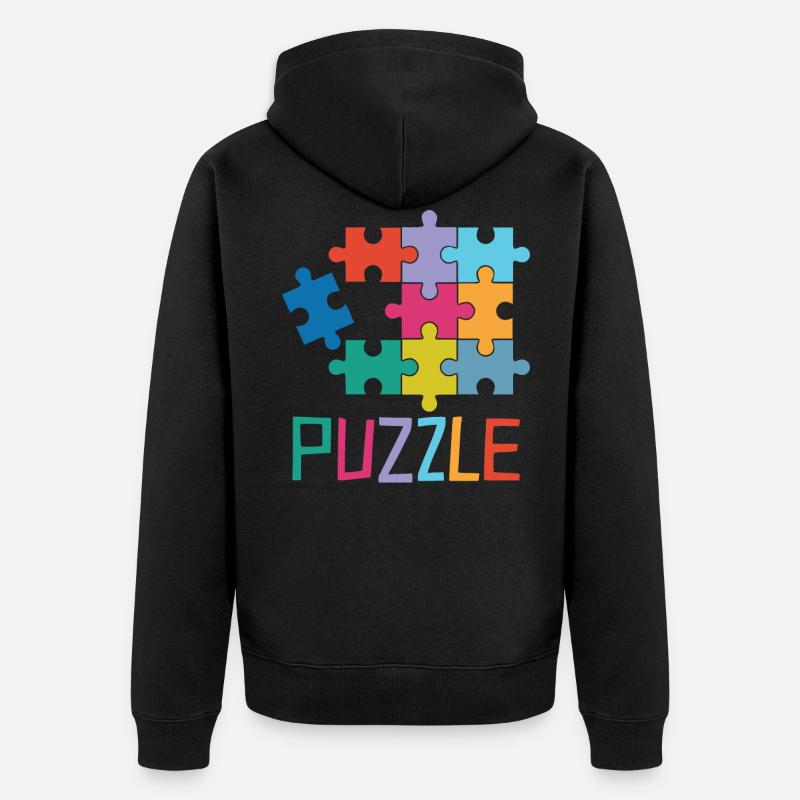 Puzzle Muster - Unisex Premium Bio Zip Hoodie - Schwarz