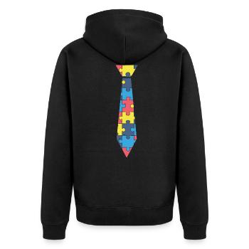 Une cravate puzzle. - Veste à capuche bio Premium Unisexe - noir - Dos - Nico (187cm)