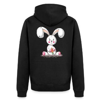 Niedliches Kaninchen Cartoon Frohe Ostern Geschenk - Unisex Premium Bio Zip Hoodie - Schwarz - Hinten - Nico (187cm)