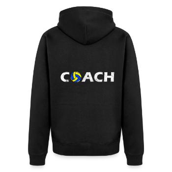 Volleyball Trainer - Unisex Premium Bio Zip Hoodie - Schwarz - Hinten - Nico (187cm)