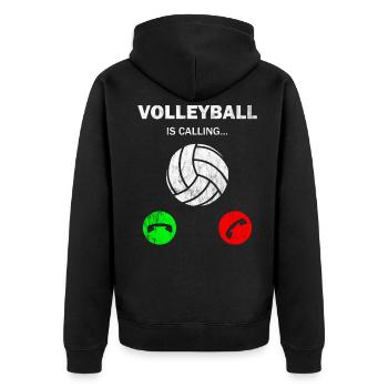 Volleyball is calling - Unisex Premium Organic Zip Hoodie - black - Back - Nico (187cm)