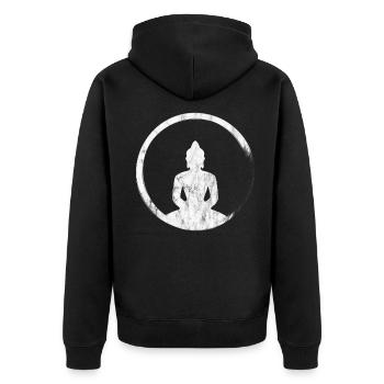 Buddha Kreis - Unisex Premium Bio Zip Hoodie - Schwarz - Hinten - Nico (187cm)