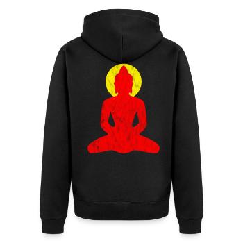 Bouddha rouge - Veste à capuche bio Premium Unisexe - noir - Dos - Nico (187cm)