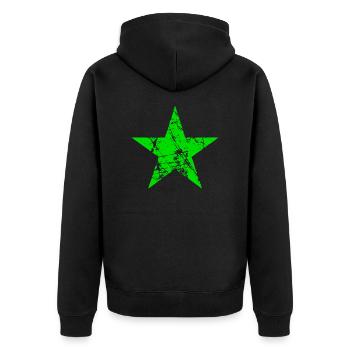 étoile verte au look usé - Bremen - nature - Veste à capuche bio Premium Unisexe - noir - Dos - Nico (187cm)