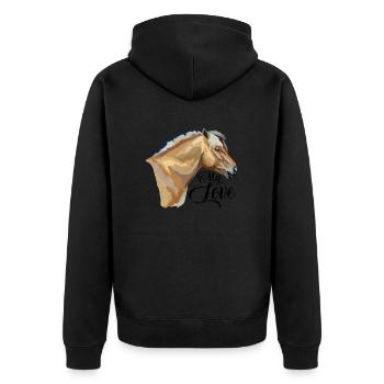 Norwegian fjord horse gift fjord pony - Unisex Premium Organic Zip Hoodie - black - Back - Nico (187cm)