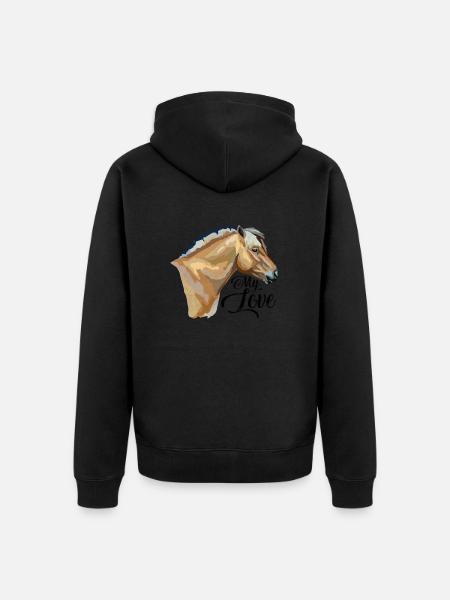 Norweger Fjordpferd Geschenk Fjordpony - Unisex Premium Bio Zip Hoodie - Schwarz