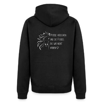 Horses give us the wings rider - Unisex Premium Organic Zip Hoodie - black - Back - Nico (187cm)