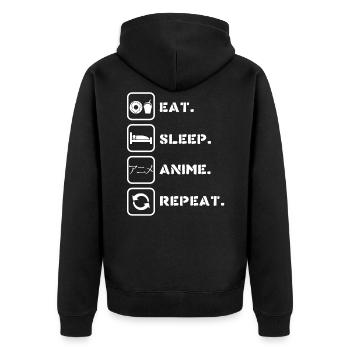 Anime Eat Sleep Repeat - Unisex Premium Organic Zip Hoodie - black - Back - Nico (187cm)