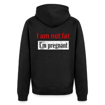 Schwanger sein - Unisex Premium Bio Zip Hoodie - Schwarz - Hinten - Nico (187cm)