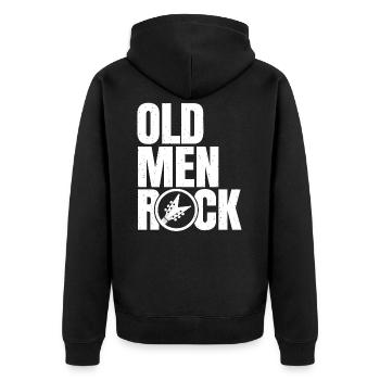 Old Men Rock Geschenk Rocker - Unisex Premium Bio Zip Hoodie - Schwarz - Hinten - Nico (187cm)