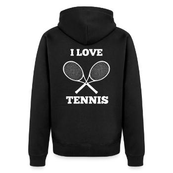 J'aime le cadeau raquettes de tennis - Veste à capuche bio Premium Unisexe - noir - Dos - Nico (187cm)