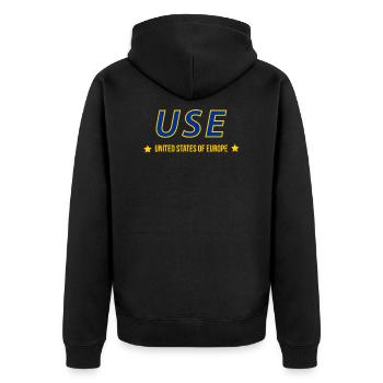 USE United States of Europe USE EU EUdSSR - Unisex Premium Organic Zip Hoodie - black - Back - Nico (187cm)