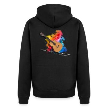 gitarre akustik gitarre mit farben Geschenk - Unisex Premium Bio Zip Hoodie - Schwarz - Hinten - Nico (187cm)
