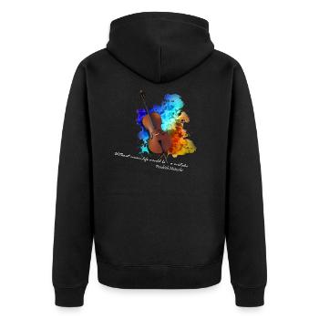 cello - Unisex Premium Bio Zip Hoodie - Schwarz - Hinten - Nico (187cm)